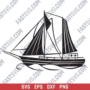 Sailboat Modern Steel Wall Art Vector Design file - SVG DXF EPS AI CDR