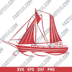 Sailboat Modern Steel Wall Art Vector Design file - SVG DXF EPS AI CDR