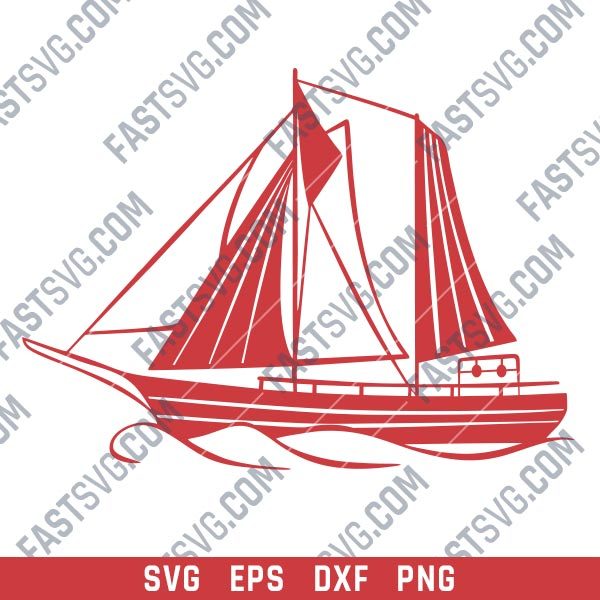 Sailboat Modern Steel Wall Art Vector Design file - SVG DXF EPS AI CDR