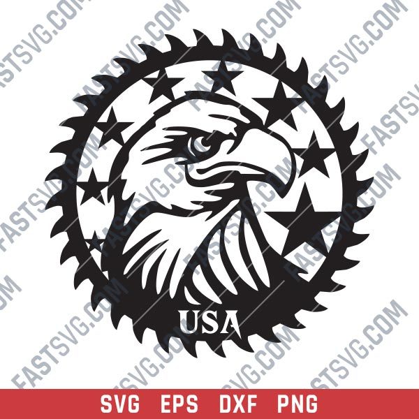 Patriotic Saw Blade Scroll Saw USA Flag American Vector Design files - SVG DXF EPS PNG