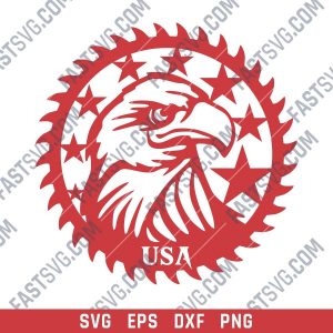 Patriotic Saw Blade Scroll Saw USA Flag American Vector Design files - SVG DXF EPS PNG