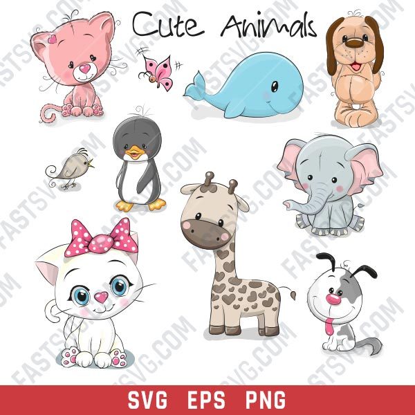 Cute Animals Vector Design files - SVG EPS PNG S053