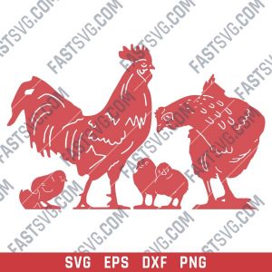 Chicken set vector design files - SVG DXF EPS PNG