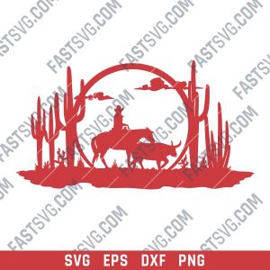 Cowboy Wall Art Vector Design file - DXF SVG EPS AI CDR