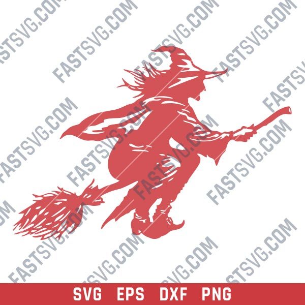 Halloween Witch Flying Vector Design file - DXF SVG EPS AI CDR