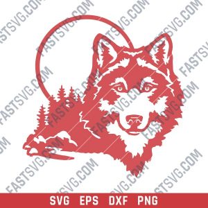 Moonlight Wolf Wall Art Vector Design file - SVG DXF EPS PNG