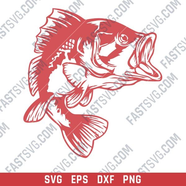 Bass Fish Facing Right design files – SVG DXF EPS PNG