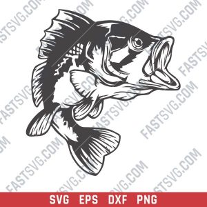Bass Fish Facing Right design files – SVG DXF EPS PNG