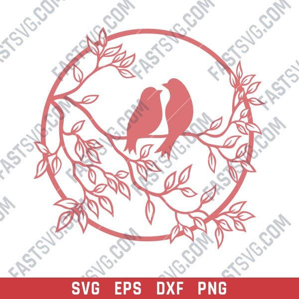 Birds on a branch - SVG DXF EPS PNG
