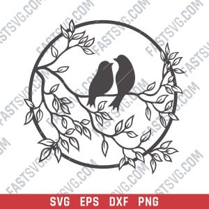 Birds on a branch - SVG DXF EPS PNG