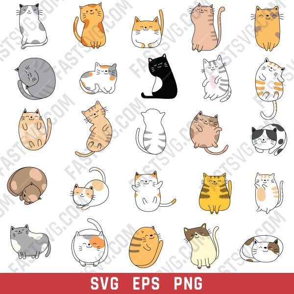 Cute cats set vector design files - SVG EPS PNG