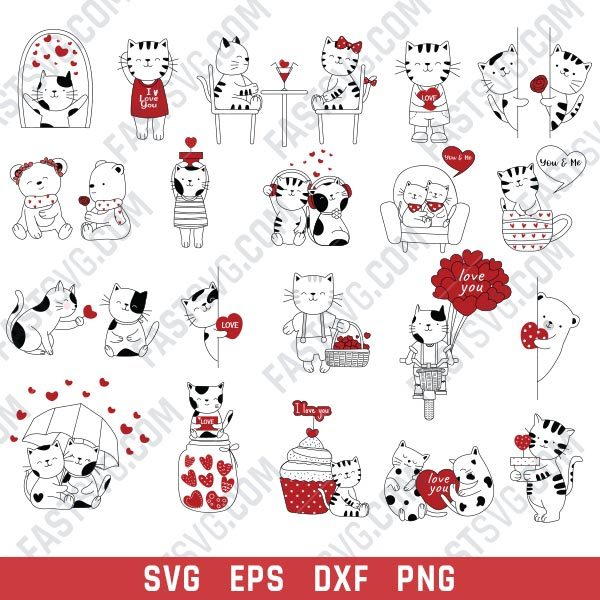 Love cats design files - EPS PNG SVG DXF