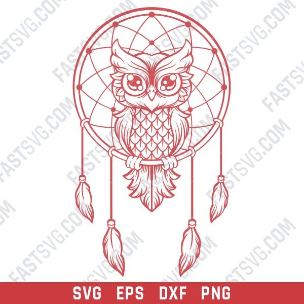 Owl dream catcher design files - EPS PNG SVG DXF