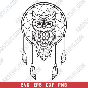 Owl dream catcher design files - EPS PNG SVG DXF