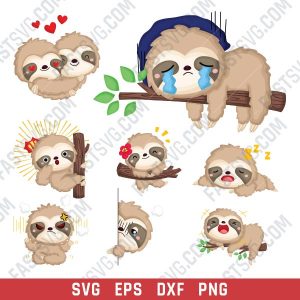 Sloths set design files – SVG DXF EPS PNG
