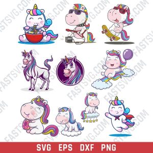 Unicorn set design files - SVG DXF EPS PNG