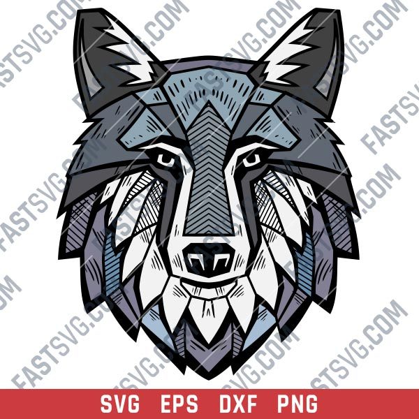 Wolf face design files - SVG DXF EPS PNG