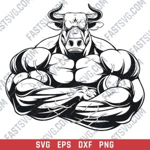 Angry bull bodybuilding muscle design files design files – SVG DXF EPS PNG
