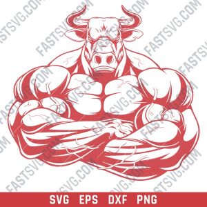 Angry bull bodybuilding muscle design files design files – SVG DXF EPS PNG