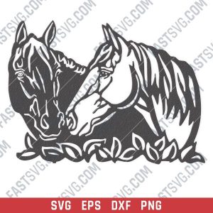 Horses wall art vector design files - SVG DXF EPS PNG