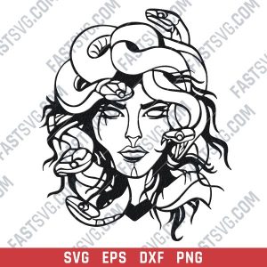 Medusa Greek Mythology vector design files - DXF SVG EPS PNG