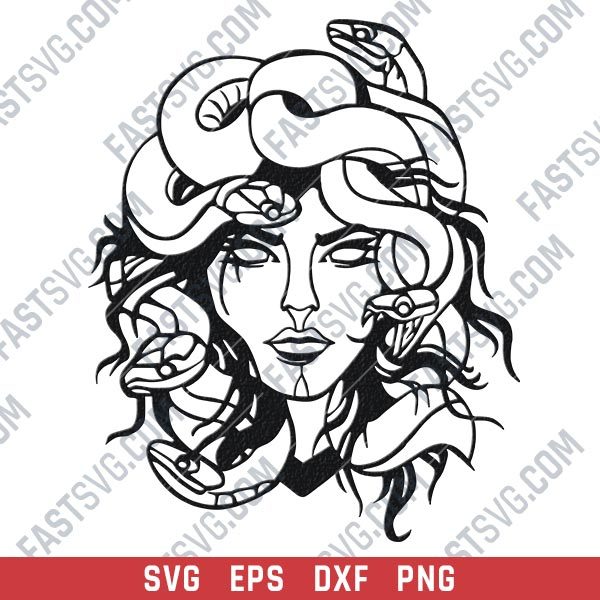 Medusa Greek Mythology vector design files - DXF SVG EPS PNG