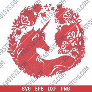Unicorn with galaxy flowers vector design files - DXF SVG EPS PNG