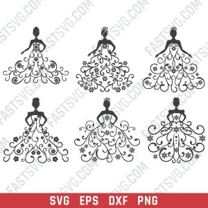 Wedding dress design files - DXF SVG EPS PNG