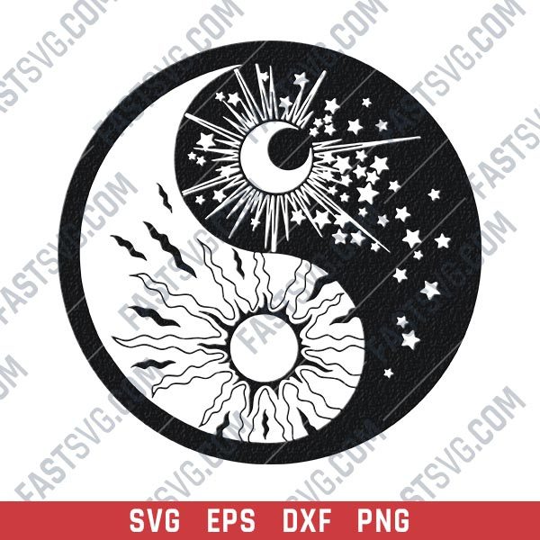 Yin Yan Symbol Sun Moon vector design files - DXF SVG EPS PNG