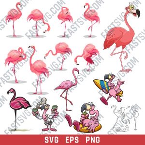 Flamingo set vector design files - SVG EPS PNG