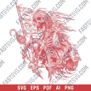 Pirate skull ship vector design files - SVG EPS PDF AI PNG