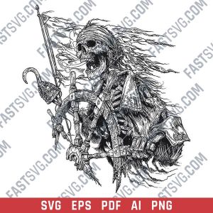 Pirate skull ship vector design files - SVG EPS PDF AI PNG