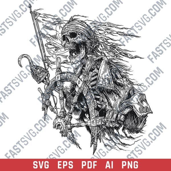 Pirate skull ship vector design files - SVG EPS PDF AI PNG