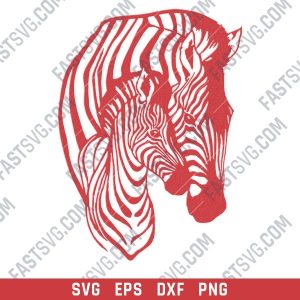 Zebra mother and child vector design files - SVG DXF EPS PNG