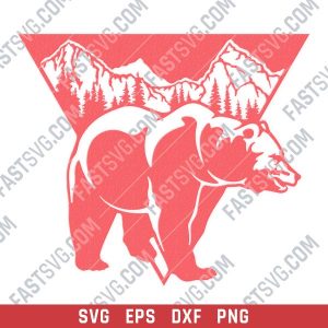 Bear triangle mountain tree pine design files - DXF SVG EPS AI CDR