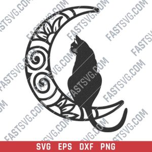 Cat moon vector design files - SVG DXF EPS PNG