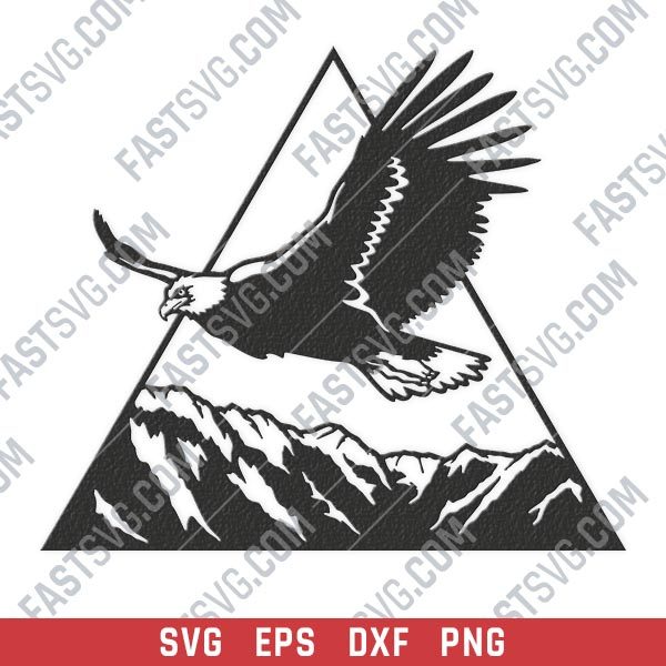 Eagle triangle mountain vector design files - SVG DXF EPS PNG