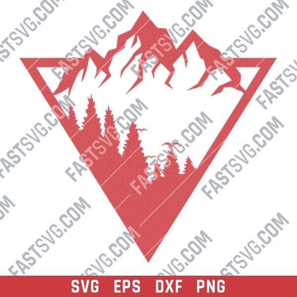 Triangle mountain tree pine vector design files - SVG DXF EPS PNG