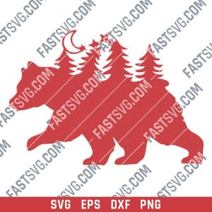 Bear in the woods vector design files - SVG DXF EPS PNG