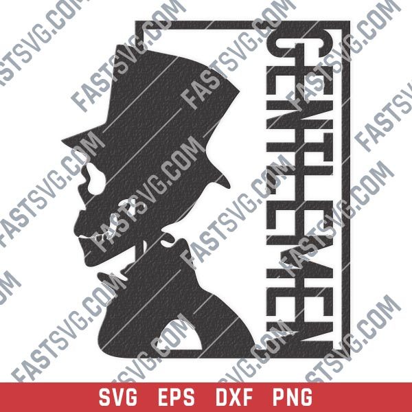 Gentlemen skull vector design files - SVG DXF EPS PNG