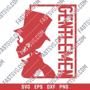 Gentlemen skull vector design files - SVG DXF EPS PNG
