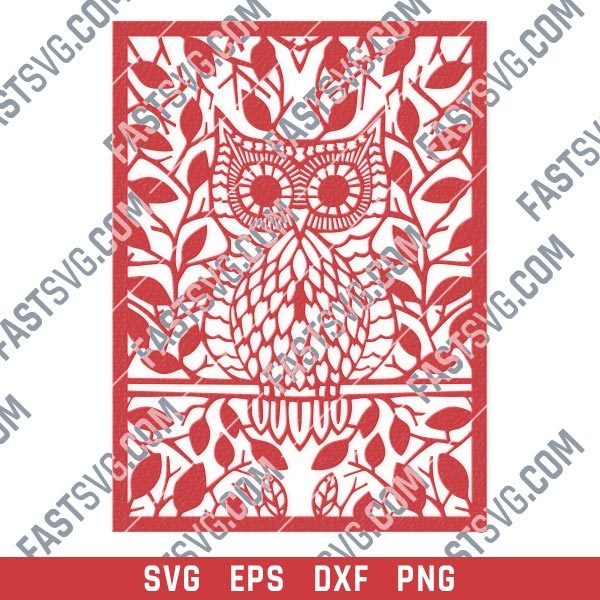 Owl leaves vector design files - SVG DXF EPS PNG