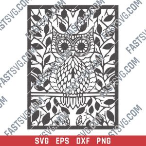 Owl leaves vector design files - SVG DXF EPS PNG