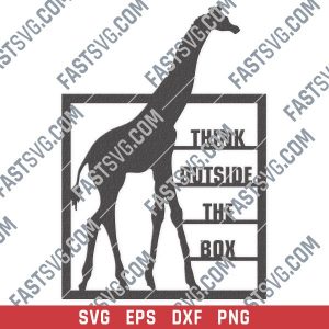 Think outside the box giraffe vector design files - SVG DXF EPS PNG