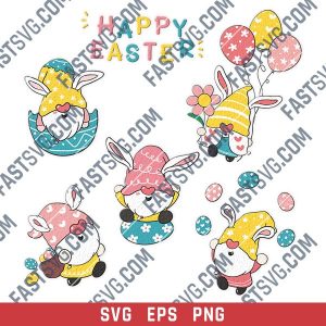 Cute bunny ears gnome happy easter pastel cartoon doodle
