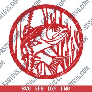 Fishing vector design files - SVG DXF EPS PNG
