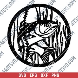 Fishing vector design files - SVG DXF EPS PNG