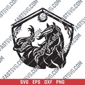 Horse and barn sign vector design files - SVG DXF EPS PNG