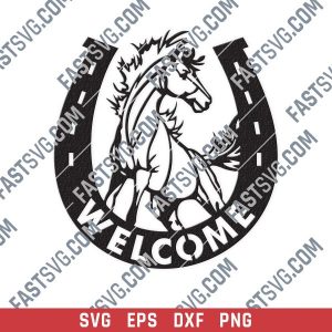 Horseshoe welcome vector design files – DXF SVG EPS AI CDR