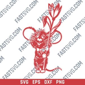 Mouse with flower vector design files - SVG DXF EPS PNG